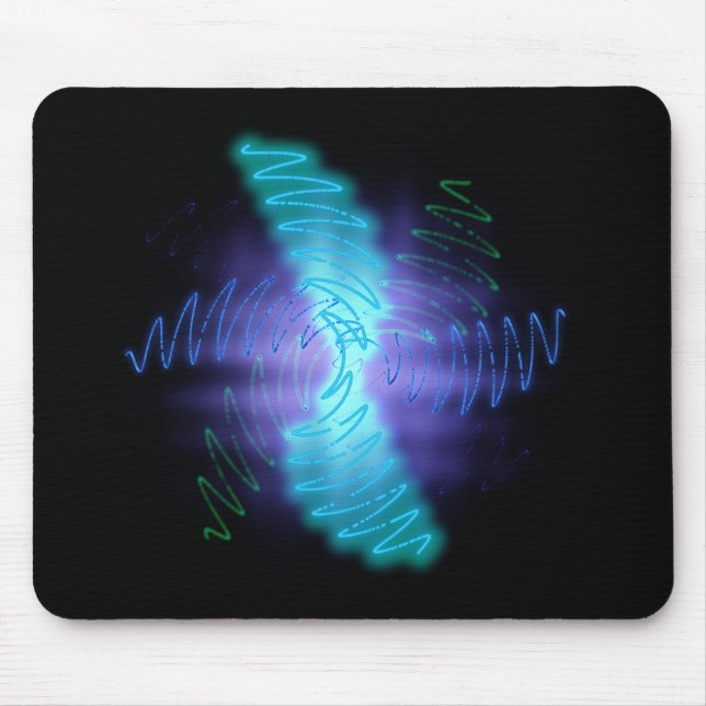 Modern Neon Glowing Sound Waves Mouse Mat (Front)