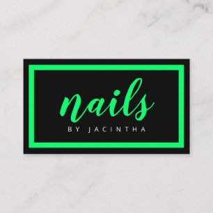 Modern Neon Green Black Nail Technician Salon Chic Business Card