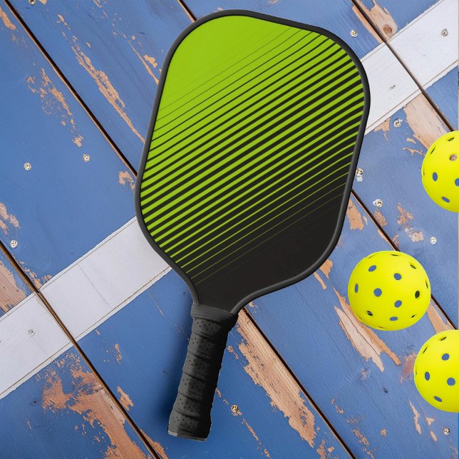 Modern Neon Green Black Sports Tilted Fade Pickleball Paddle (Creator Uploaded)