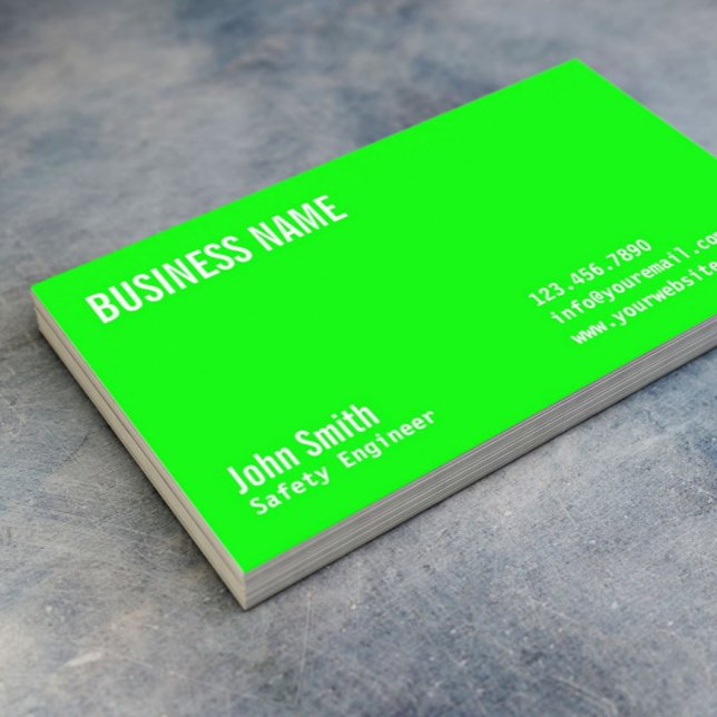 Modern Neon Green Safety Engineer Business Card (Creator Uploaded)