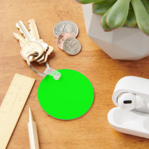 Modern neon green screen bright solid colour cool key ring