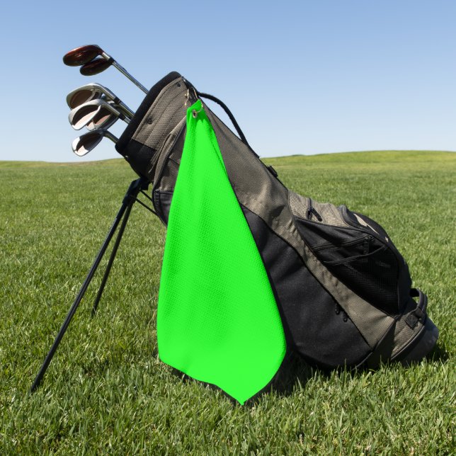 Modern neon green screen bright solid plain cool  golf towel (Green)