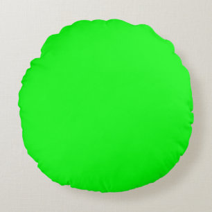 Modern neon green screen bright solid plain cool round cushion