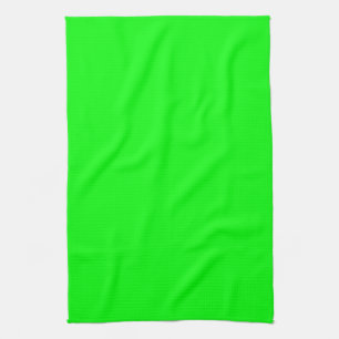 Modern neon green screen bright solid plain cool  tea towel