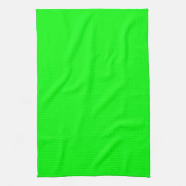 Modern neon green screen bright solid plain cool  tea towel (Vertical)