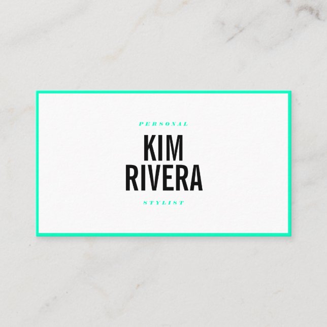 Modern neon green stylist minimalist professional business card (Front)