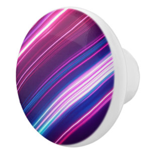 Modern Neon Light Streak Abstract Design Ceramic Knob