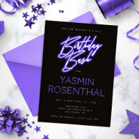 Modern Neon Lights Purple Black Birthday