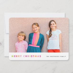 Modern Neon Merry Christmas Photo Card