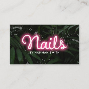 Modern Neon Nail Salon Business Card