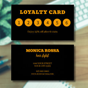 Modern Neon Orange Black Loyalty Cards