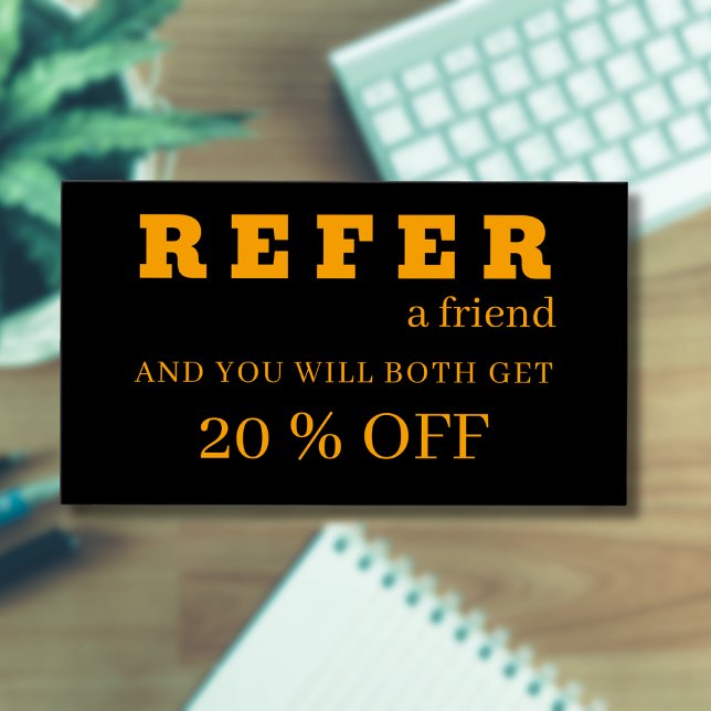 Modern Neon Orange Black Referral Cards (Creator Uploaded)