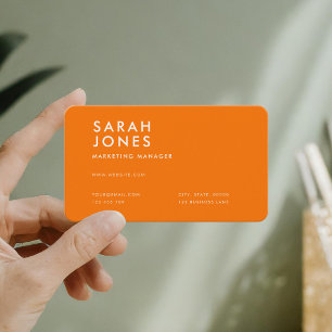 Modern Neon Orange Colour Business Card