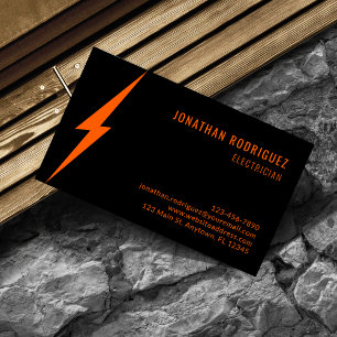 Modern Neon Orange Lighting Custom Electrician  Business Card
