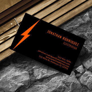 Modern Neon Orange Lighting Custom Electrician  Business Card
