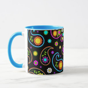 Modern Neon Paisley Floral Pattern Mug