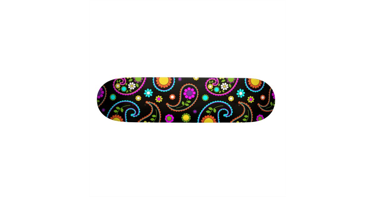 Modern Neon Paisley Floral Pattern Skateboard | Zazzle.co.uk