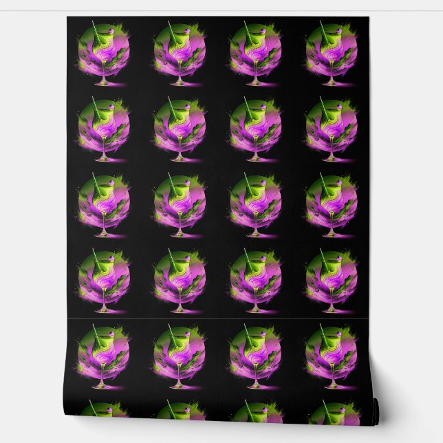 Modern Neon Party Time Collection Wallpaper (Unrolling)