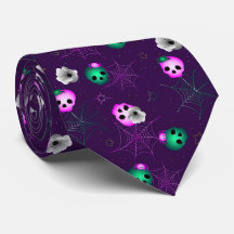 Modern Neon Pink and Green Skulls