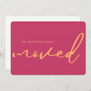 Modern Neon Pink Bright New Address Moving Announcement