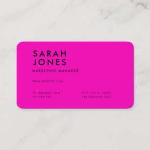 Modern Neon Pink Colour Business Card