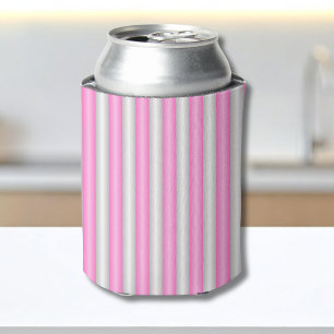 Modern Neon Pink Stripes with 3D Effect Can Cooler