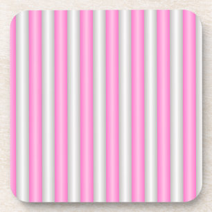 Modern Neon Pink Stripes with 3D Effect Coaster