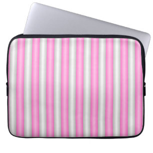 Modern Neon Pink Stripes with 3D Effect Laptop Sleeve