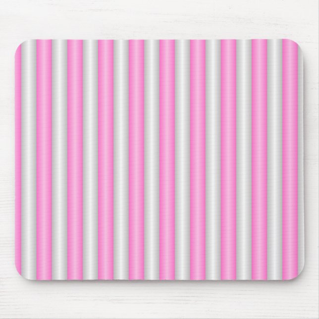 Modern Neon Pink Stripes with 3D Effect Mouse Mat (Front)