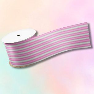 Modern Neon Pink Stripes with 3D Effect Satin Ribbon