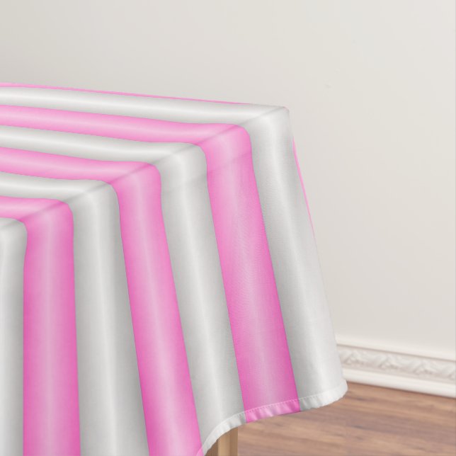 Modern Neon Pink Stripes with 3D Effect Tablecloth (In Situ)