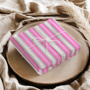 Modern Neon Pink Stripes with 3D Effect Tissue Paper