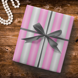 Modern Neon Pink Stripes with 3D Effect Wrapping Paper