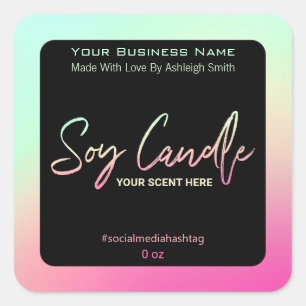 Modern Neon Soy Candle Labels