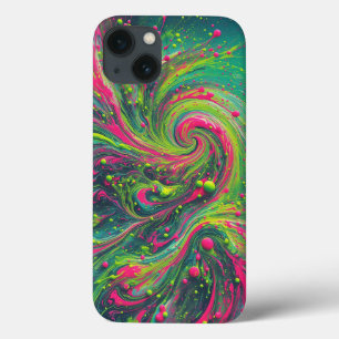 Modern Neon Swirl Paint Phone Case - Vibrant Pink