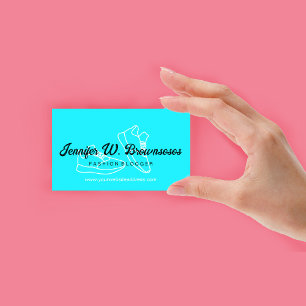 Modern Neon Teal Line Art Sneaker Business Card