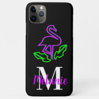 Modern Neon Tropical Flamingo Purple Flourescent