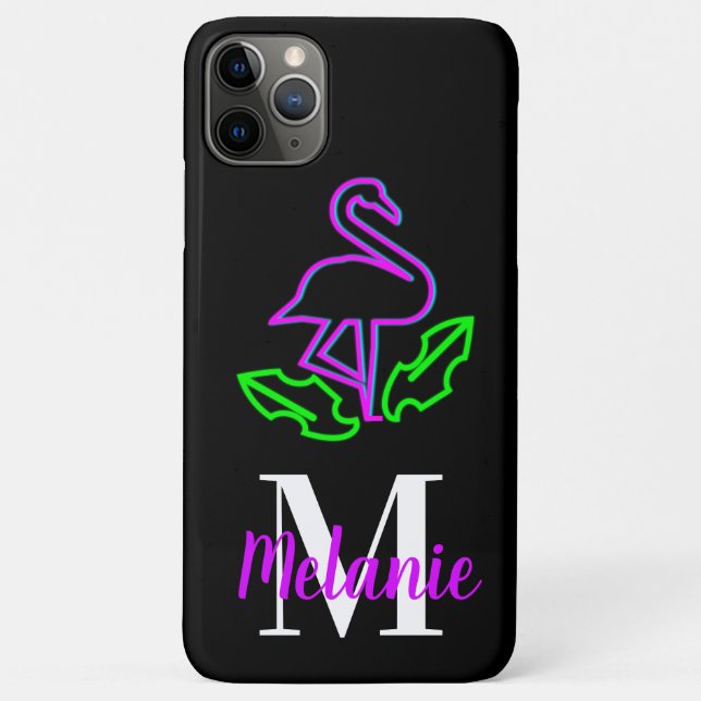 Modern Neon Tropical Flamingo Purple Flourescent Case-Mate iPhone Case (Back)
