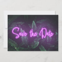 Modern Neon Tropical Greenery Save the Date