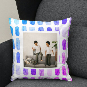 Modern Neon Watercolor Stroke Brush Photo Cushion