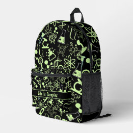 modern neon yellow biochemistry life is complex printed backpack