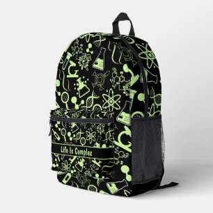 modern neon yellow biochemistry life is complex  printed backpack