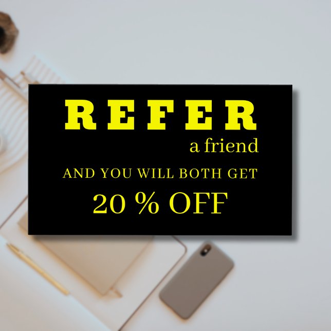 Modern Neon Yellow Black Referral Cards (Creator Uploaded)