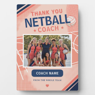 Modern Netball Team Photo Coach Plaque