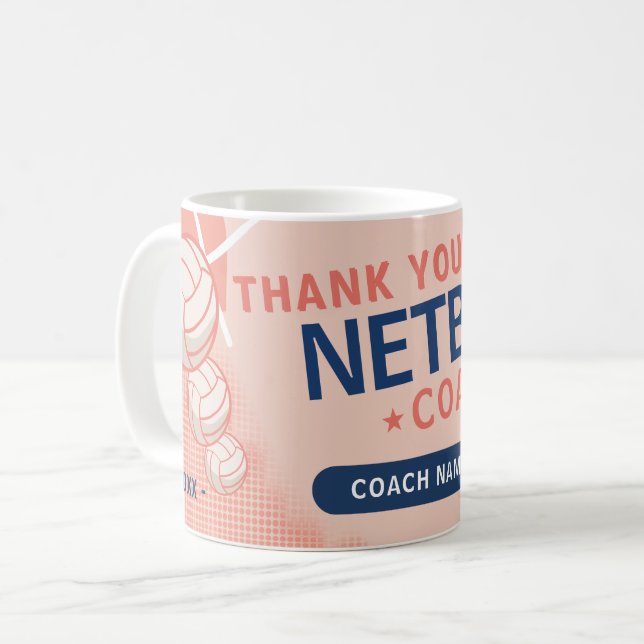 Modern Netball Team Player Coach Coffee Mug (Front Left)