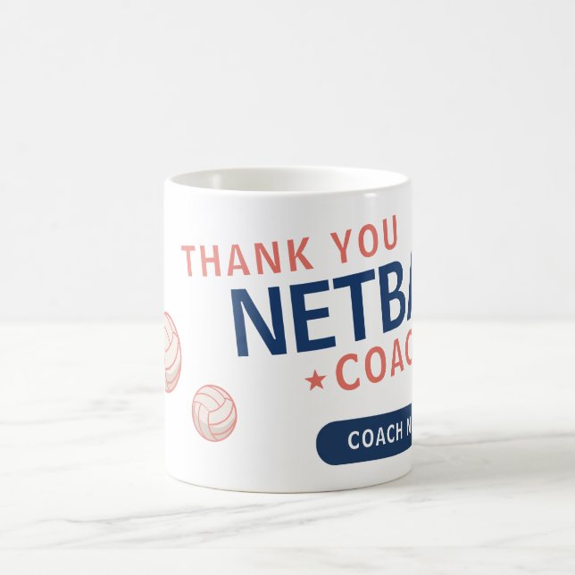 Modern Netball Team Player Coach Coffee Mug (Center)