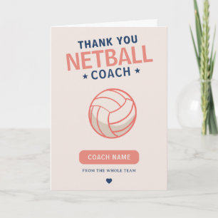 Modern Netball Team Player Coach Thank You Card