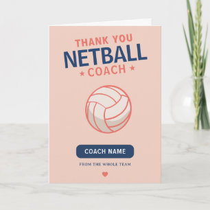 Modern Netball Team Player Coach Thank You Card