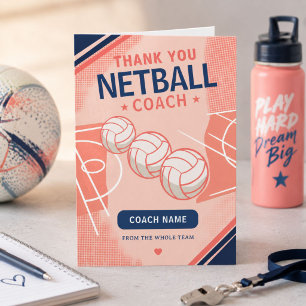 Modern Netball Team Player Coach Thank You Card