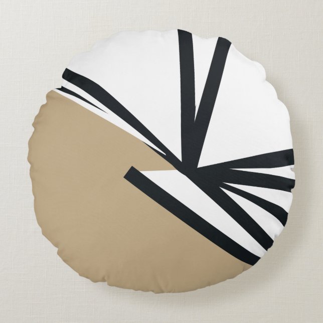 Modern Neutral Abstract Round Cushion (Front)